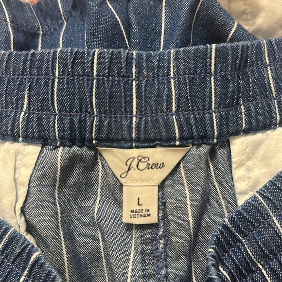 J. Crew Women's 3" Seaside Pull-on Shorts Indigo Stripe Sz Large Coastal Preppy - Picture 9 of 11